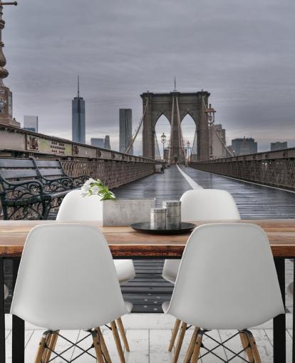 Fondo de pantalla con vista peatonal del puente de Brooklyn