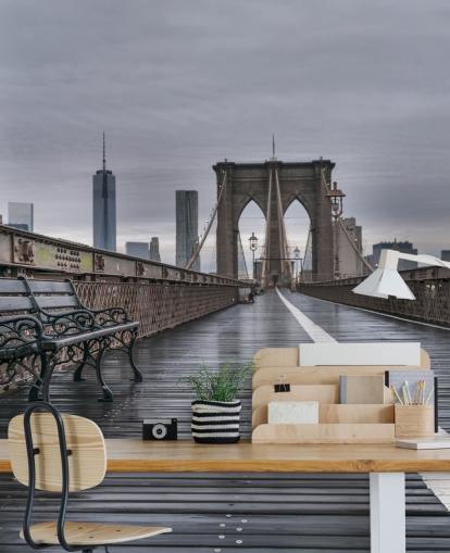 Papel de parede com vista para pedestres da Ponte do Brooklyn