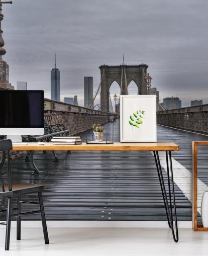 Fondo de pantalla con vista peatonal del puente de Brooklyn