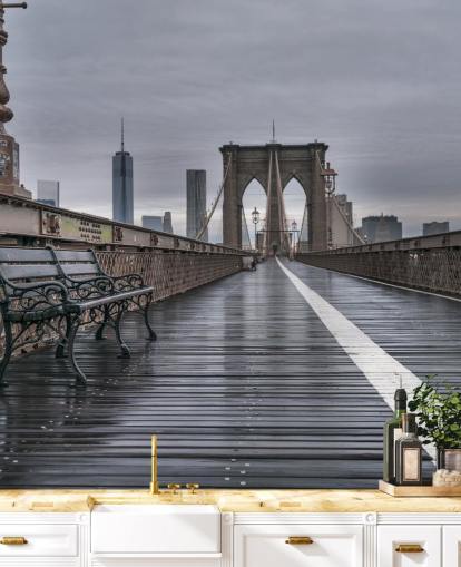 Brooklyn Bridge Jalankulkijoiden näkymä Taustakuva
