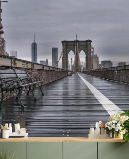 Carta da parati con vista pedonale del ponte di Brooklyn