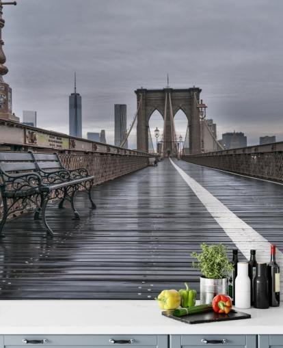Fondo de pantalla con vista peatonal del puente de Brooklyn