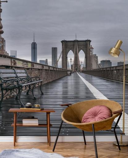 Brooklyn Bridge Jalankulkijoiden näkymä Taustakuva Brooklyn Bridge Jalankulkijoiden näkymä Taustakuva