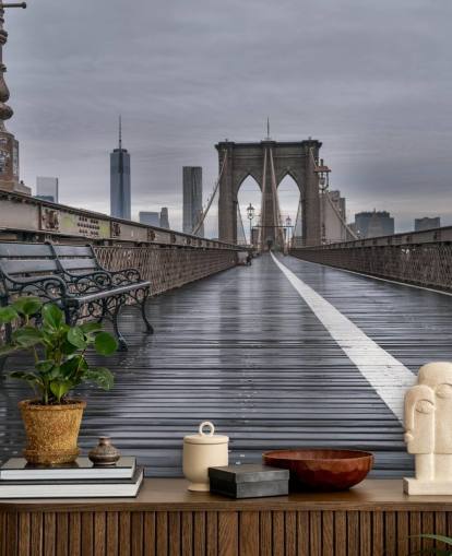 Papier peint avec vue piétonne sur le pont de Brooklyn Papier peint avec vue piétonne sur le pont de Brooklyn