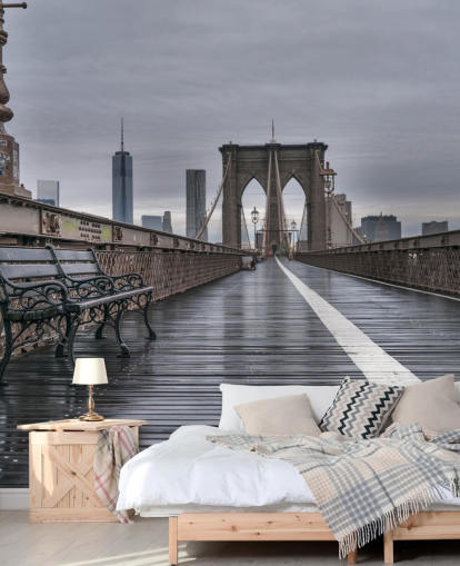 Papel de parede com vista para pedestres da Ponte do Brooklyn Papel de parede com vista para pedestres da Ponte do Brooklyn