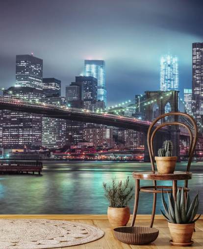 Leuchtend blaue Brooklyn Bridge Wandgemälde