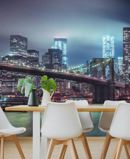 Decorazione murale con ponte di Brooklyn blu brillante