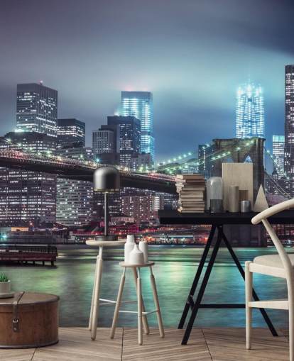 Decorazione murale con ponte di Brooklyn blu brillante Decorazione murale con ponte di Brooklyn blu brillante