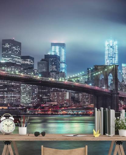 Bright Blue Brooklyn Bridge Wall Mural Bright Blue Brooklyn Bridge Wall Mural