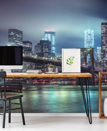 Decorazione murale con ponte di Brooklyn blu brillante