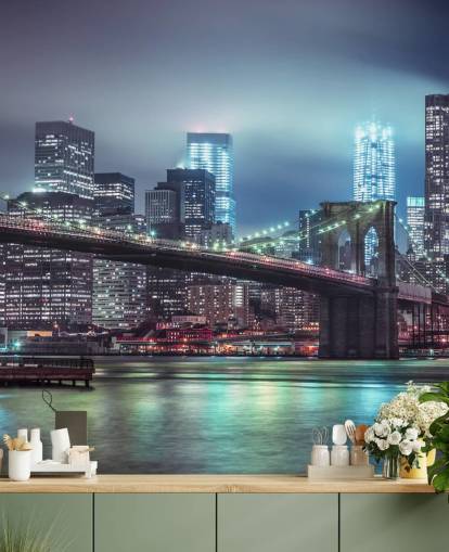 Lyseblå Brooklyn Bridge Veggmaleri