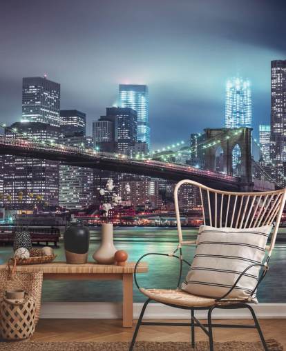 Decorazione murale con ponte di Brooklyn blu brillante