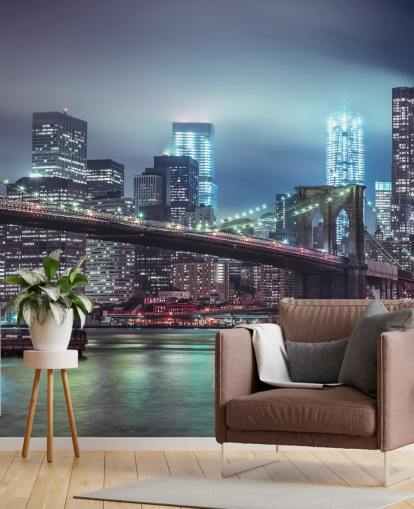 Decorazione murale con ponte di Brooklyn blu brillante