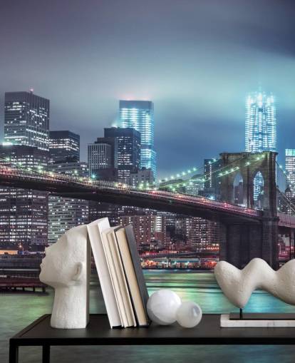 Mural de pared Puente de Brooklyn azul brillante