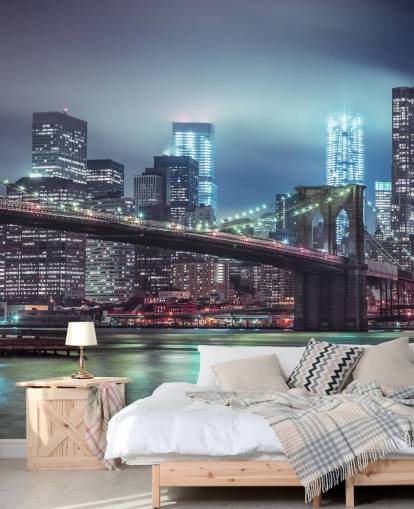 Bright Blue Brooklyn Bridge Wall Mural Bright Blue Brooklyn Bridge Wall Mural