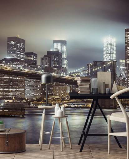 Brooklyn Bridge i aften Baggrund Brooklyn Bridge i aften Baggrund