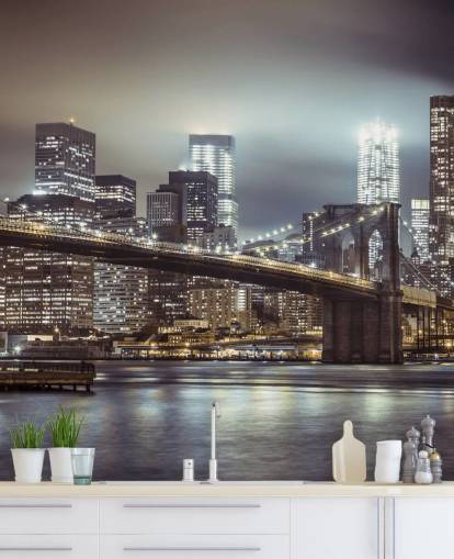 Fond d'écran du pont de Brooklyn en soirée