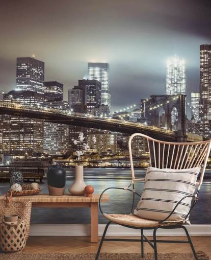 Brooklyn Bridge in het avondbehang