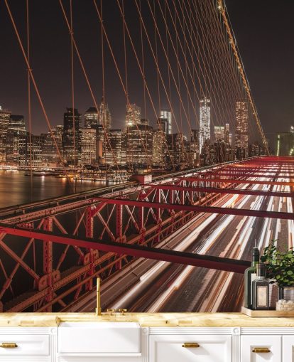 Brooklyn Bridge Street View behang Brooklyn Bridge Street View behang