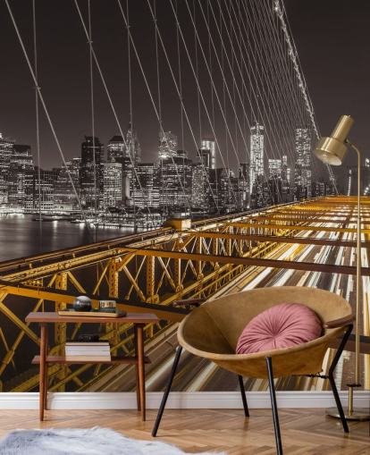 Brooklyn Bridge Bright Street Muurschildering Brooklyn Bridge Bright Street Muurschildering