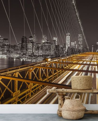 Mural de pared Calle brillante puente de Brooklyn