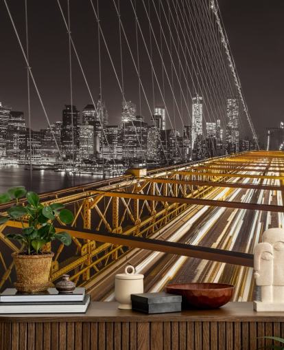 Brooklyn Bridge Bright Street -seinämaalaus Brooklyn Bridge Bright Street -seinämaalaus