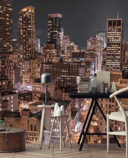 Alempi Manhattan Valot seinämaalaus