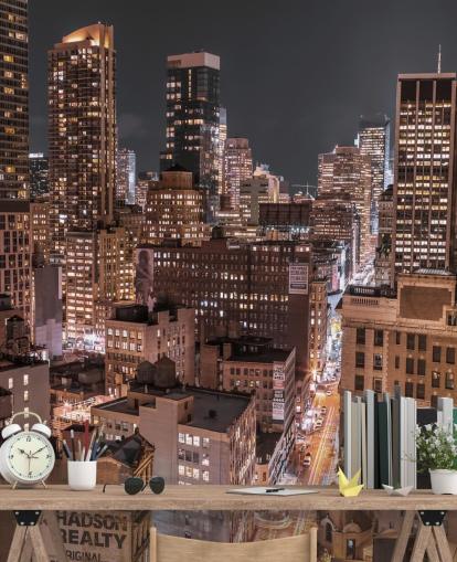 Lower Manhattan Lights Wall Mural