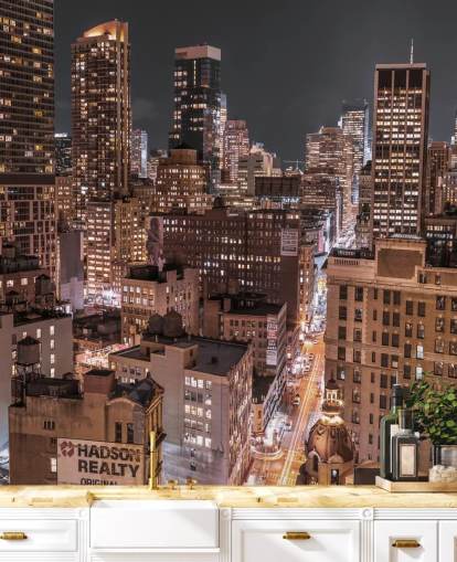 Lower Manhattan Lights Wall Mural