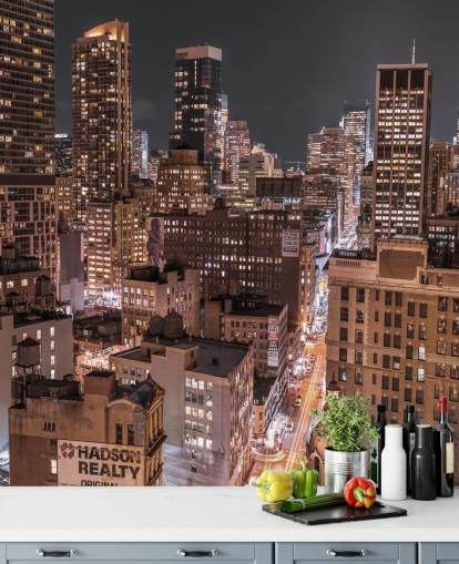 Lägre Manhattan lampor väggmålning