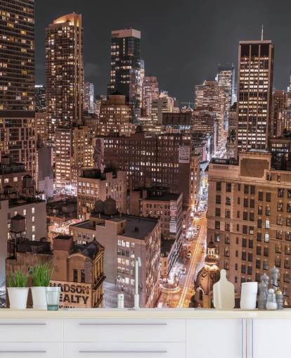 Lower Manhattan Lights Wall Mural