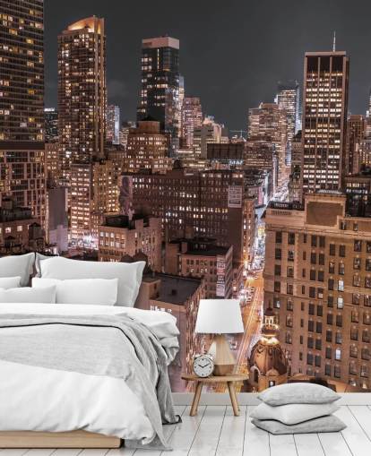 Alempi Manhattan Valot seinämaalaus