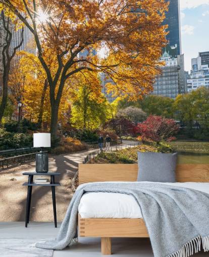 Pathway Through Central Park in Autumn Wallpaper