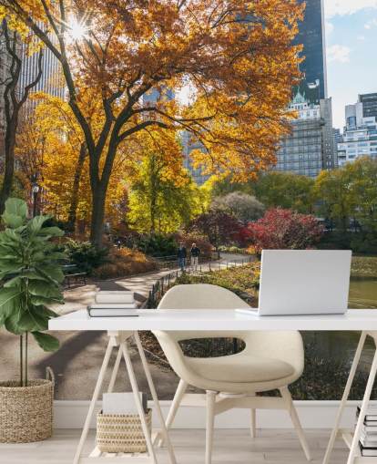 Vägen genom Central Park i höst Bakgrund Vägen genom Central Park i höst Bakgrund