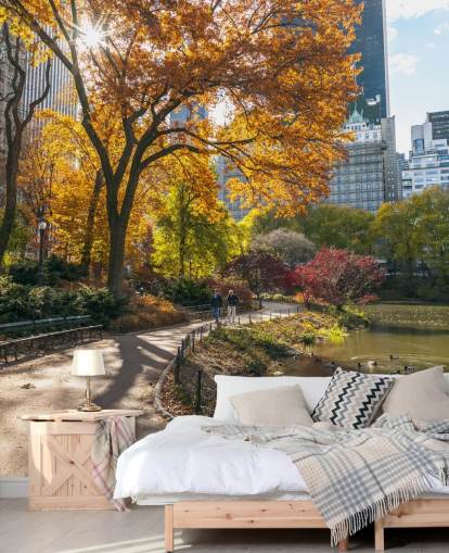 Pathway Through Central Park in Autumn Wallpaper Pathway Through Central Park in Autumn Wallpaper