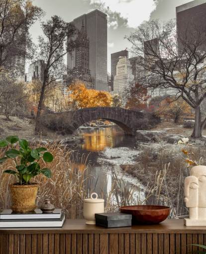 Decorazione murale con flusso d'acqua a Central Park Decorazione murale con flusso d'acqua a Central Park