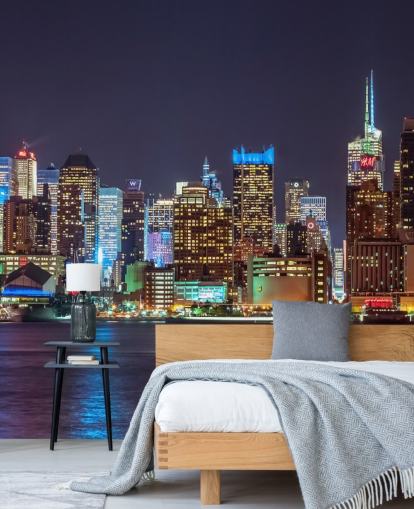 New York Bright Lights Muurschildering New York Bright Lights Muurschildering