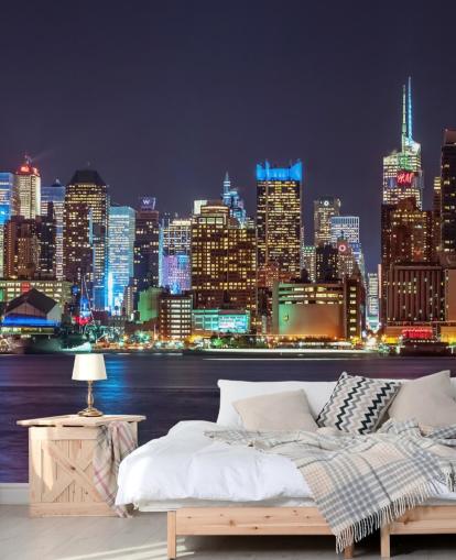 New York Bright Lights Muurschildering New York Bright Lights Muurschildering