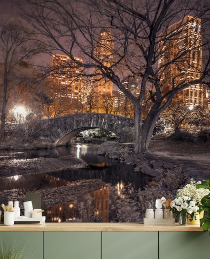 Central Park Stone Bridge Behang