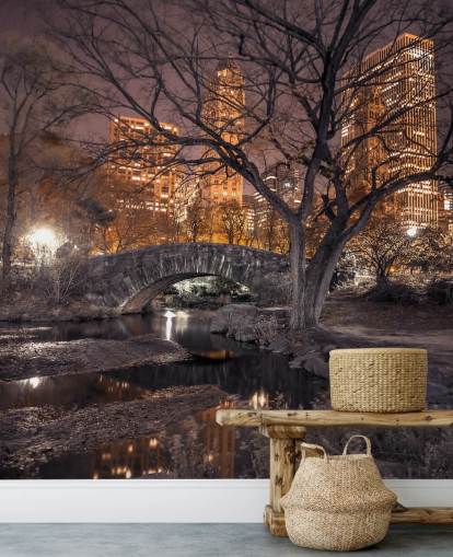 Central Park Stone Bridge Behang Central Park Stone Bridge Behang