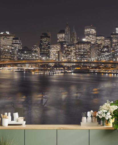 Brooklyn Bridge atmosferische muurschildering Brooklyn Bridge atmosferische muurschildering