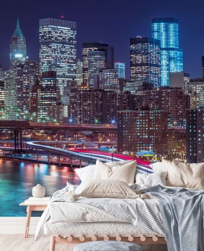 Luzes de tira nas ruas de Manhattan Wallpaper