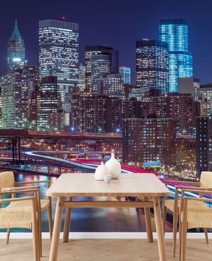 Strip lights on streets of Manhattan Wallpaper