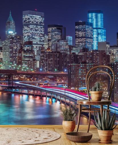 Strip lys på gaderne i Manhattan Wallpaper