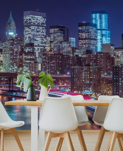 Strip lights on streets of Manhattan Wallpaper