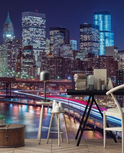 Stripverlichting op straten van Manhattan Wallpaper