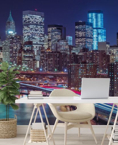 Stripverlichting op straten van Manhattan Wallpaper Stripverlichting op straten van Manhattan Wallpaper