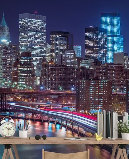 Strisce luminose sulle strade di Manhattan Wallpaper Strisce luminose sulle strade di Manhattan Wallpaper