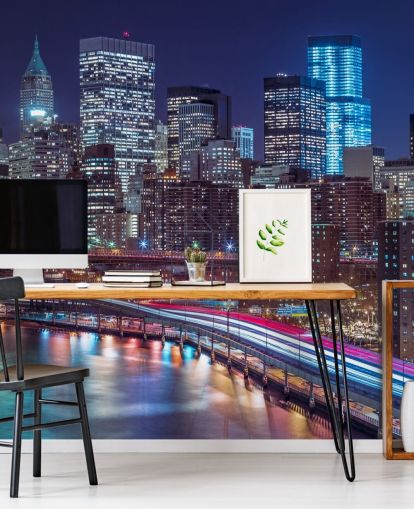 Strip lights on streets of Manhattan Wallpaper