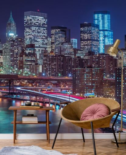 Luzes de tira nas ruas de Manhattan Wallpaper